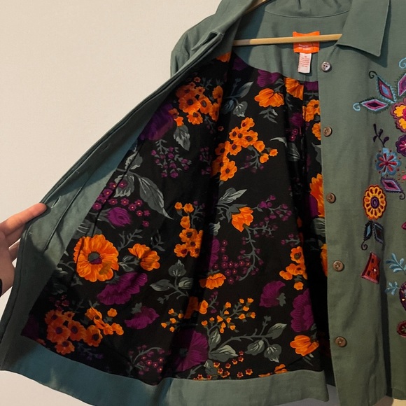 Hearts Of Palm Eclectic Colorful Floral Jacket - Bohemian, Hippie, Quirky - Picture 8 of 8